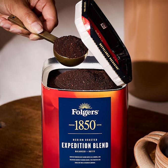 Folgers 1850 Expedition Blend Medium Roast Ground Coffee, 12 Ounce (Pack of 6)