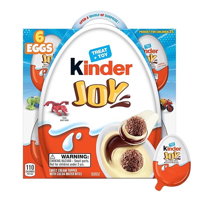 Kinder Joy Eggs, 6 Count, Treat Plus Toy, Sweet Creams and Chocolatey Wafers, Individually Wrapped, 4.2 oz