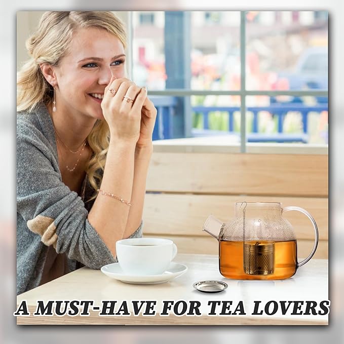 Tea Infusers for Loose Tea, 2 Pack Extra Fine Mesh Tea Strainers, 18/8 Stainless Steel Loose Leaf Tea Steeper Tea Diffusers with Extended Chain Hook and Drip Tray