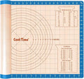 Silicone Pastry Baking Mat Non Stick-Large Rolling Dough with Measurements-Non Slip Pizza,Fondant,Pie,Cake Baking Mat - 26 x 16 Inch By Cook Time(Blue)