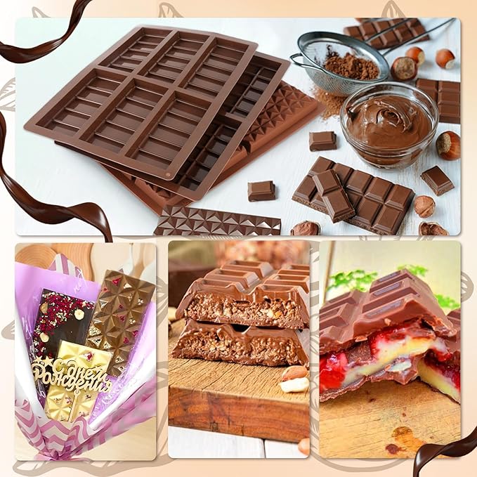 Set of Chocolate Bar Mold, Chocolate Molds Silicone, Food Grade Dubai Chocolate Bar Mold, Candy Molds for Praline Candy (A)