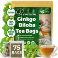 FreshDrinkUS, Premium 75 Ginkgo Biloba Leaf Tea Bags, 100% Natural & Pure from Ginkgo Biloba Leaves. Loose Leaf Herbal Tea. Made with Eco-Conscious Tea Bags. No Sugar, No Caffeine, No Gluten, Vegan.