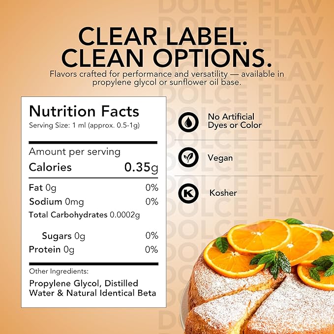 Dolce Flav Natural Orange Food Coloring – 2 oz Bright Plant-Based Liquid Dye | Water-Soluble Color for Baking, Drinks & Desserts | Graduated Dropper Included | No Artificial Dyes | Kosher | Made in USA