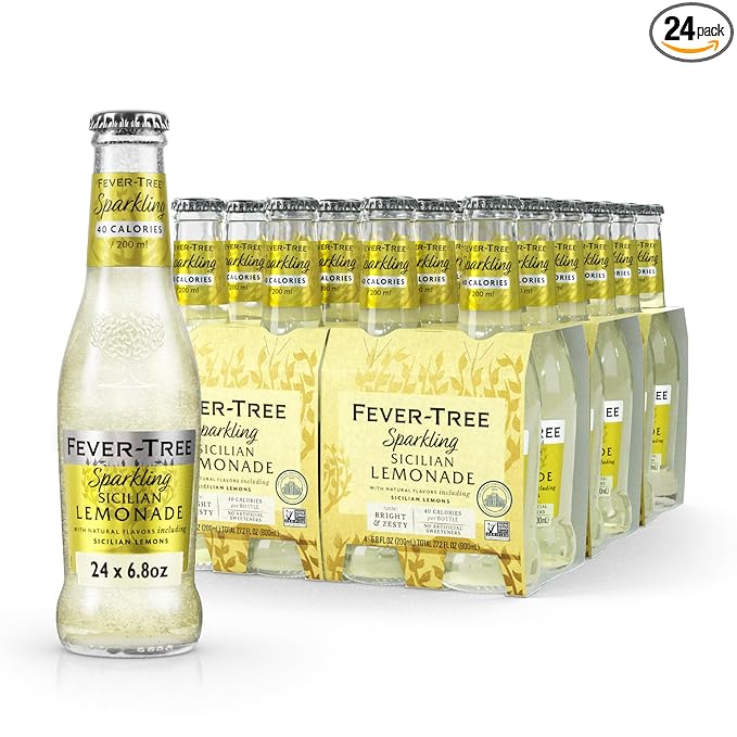 Fever-Tree Sparkling Sicilian Lemonade - Premium Quality Mixer - Refreshing Beverage for Cocktails & Mocktails. Naturally Sourced Ingredients, No Artificial Sweeteners or Colors - 6.8 Fl Oz Bottles - Pack of 24