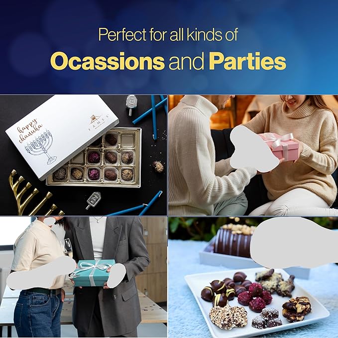 Kosher Dark Chocolate Truffles Gift Box – A Delicious Dairy Free Hanukkah Chocolate Candy for Gifting – Box of Chocolates Chanukah Gift for Women, Men, or Families