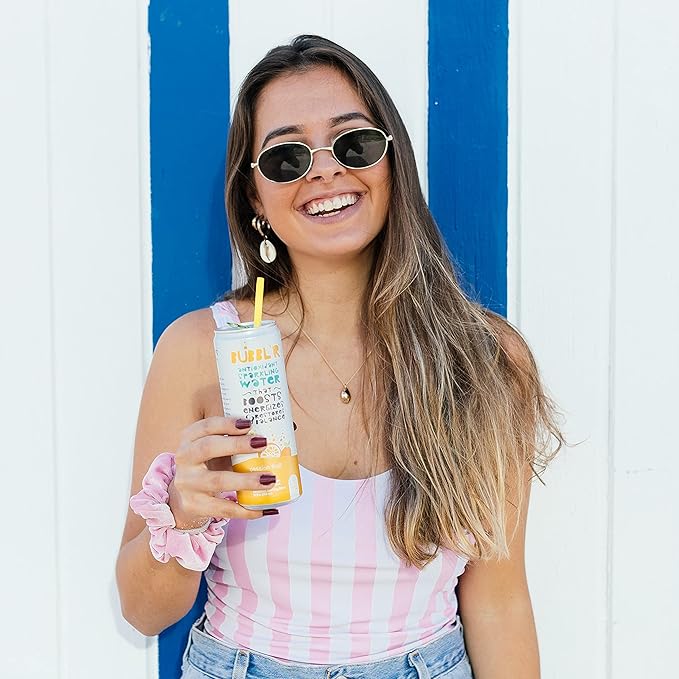 BUBBL'R passion fruit wond'r, Antioxidant Sparkling Water with Natural Caffeine, 0g Sugar, Gluten Free, All Natural Flavors, 12 Fl Oz Cans, 12 Count