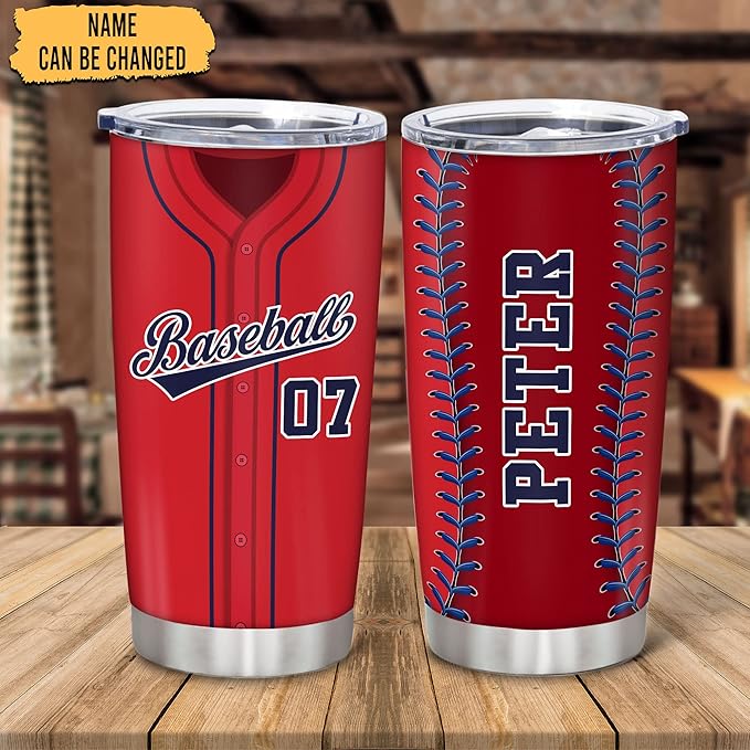 Hyturtle Personalized Baseball Tumbler Baseball Players Design Stainless Steel Double Walled Vacuum Insulated Tumblers 20oz30oz Coffee Travel Mug Cup Christmas Gift For Men Boys Friends Dad Sports Fan