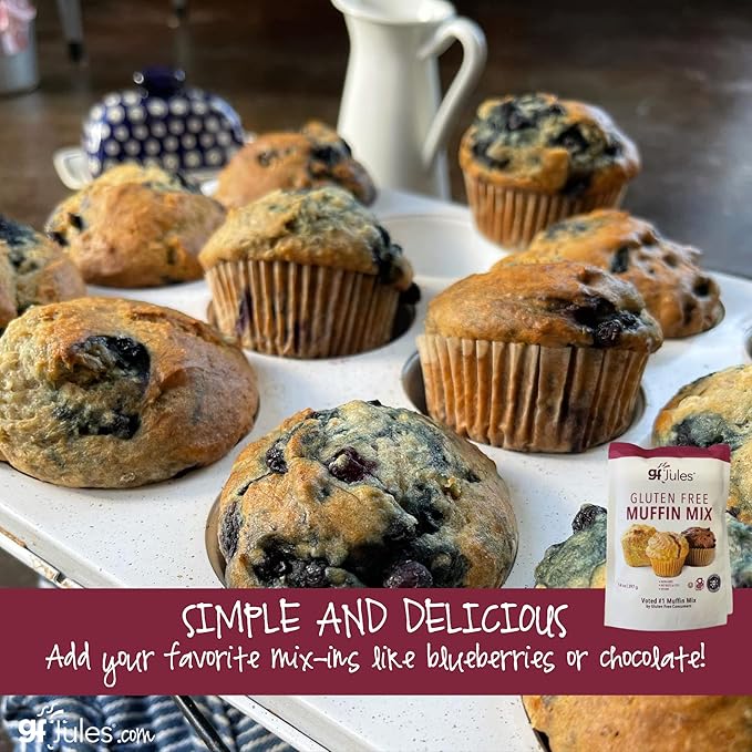 gfJules Certified Gluten Free Muffin Baking Mix | No Grit, Non-GMO, Vegan | Certified Top 9 Allergen-Free & Kosher | Makes 15 Muffins | 14 Ounces