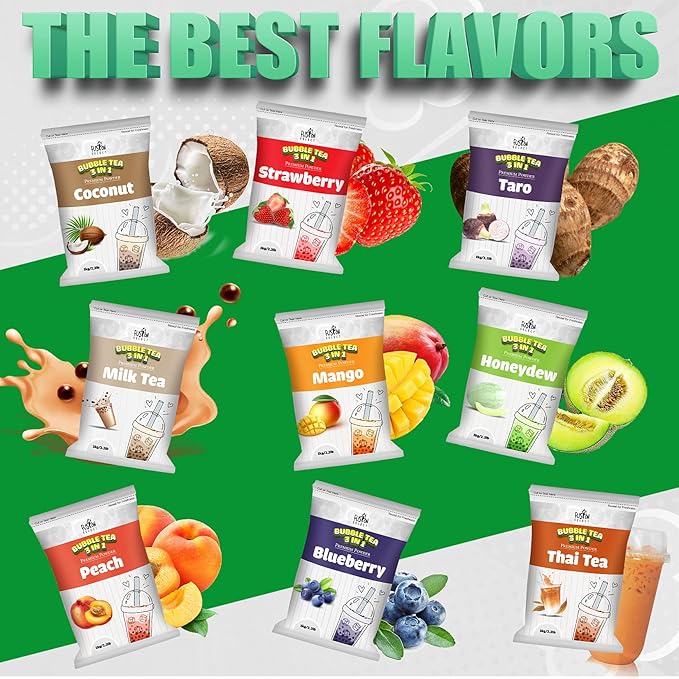 Fusion Select 2.2lb Boba Milk Tea Flavored-3-in-1 Drink Powder with Cream & Sugar - Instant Pre-Mixed Beverage for Hot or Cold Blends or Yummy Frappes