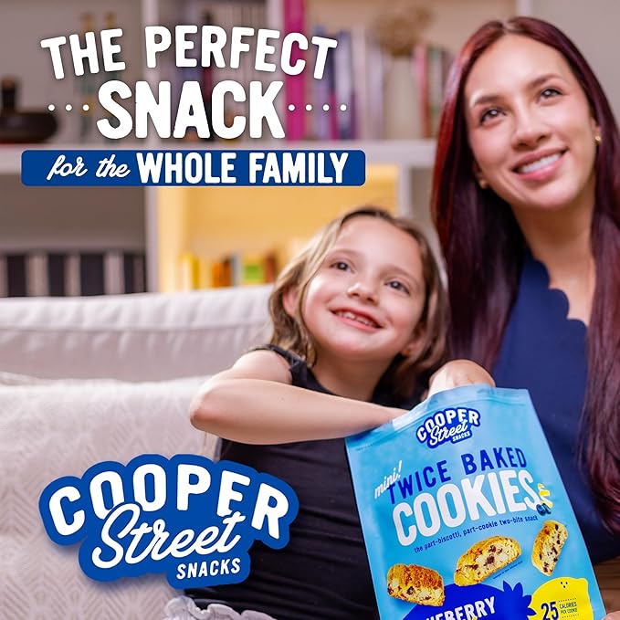 Cooper Street Twice-Baked Blueberry Lemon Biscotti Cookies (16 oz Pack of 4) – Over 50 Biscotti per Bag Loaded with Real Fruit, Traditional Italian Style Snacks - Dairy, Peanut & Soy Free, Kosher