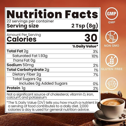 10 IN 1 Mushroom Mocha Coffee Blend, Sugar Free, Coconut, Cocoa Powder with Lion’s Mane, Chaga, Reishi, Cordyceps | Supports Focus, Immunity & Gut Health| Vegan, Gluten-Free, Non-GMO | 6.35Oz