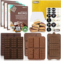 (120PCS) 6 Models Deep Chocolate Bar Mold - Food Grade Silicone Mold for Dubai Chocolate Bar Pistachio,With Recipes/Scraper/Wrapping Paper/Stickers
