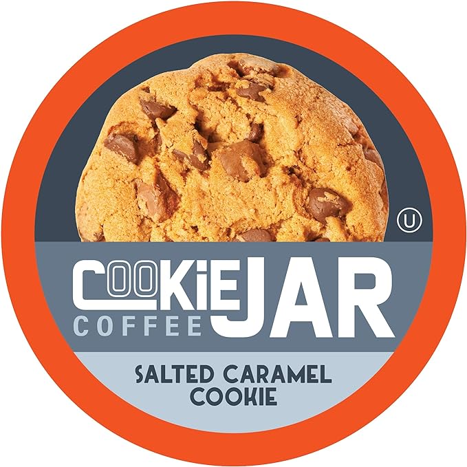 Cookie Jar Salted Caramel Flavored Coffee Pods for Keurig K Cup Brewers, 40 Count – Smooth Caramel Flavor with a Hint of Salt, Perfect for a Sweet Coffee Indulgence