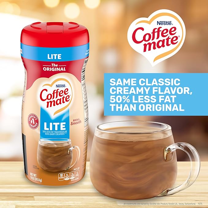 Nestle Coffee mate Coffee Creamer, Original Lite, Non Dairy Powder Creamer, 11 oz (Pack of 12)