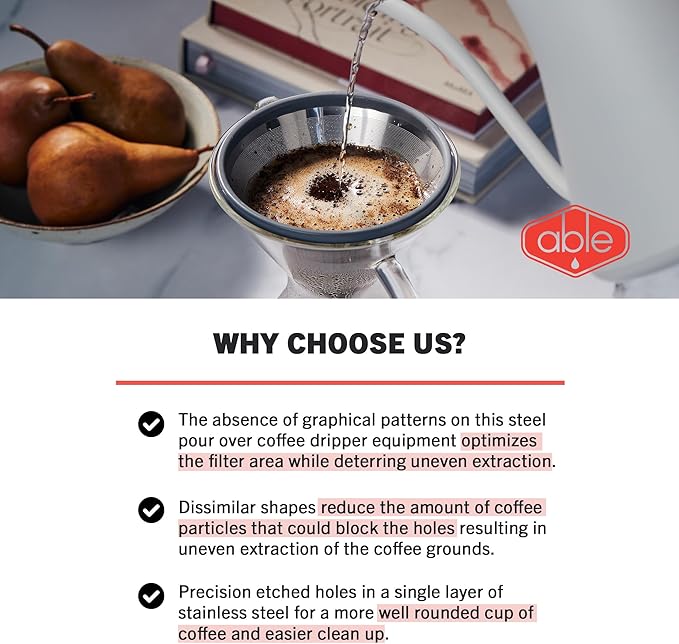 Able KONE – The Original Chemex Reusable Stainless Steel Pour Over Coffee Filter