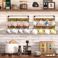 Coffee Mug Holder Rack Organizer - Wall Mounted Rack to Hold Up to 16 Mugs (2Pack), Rustic Wood Cup Organizer Rack & Display Shelf for Kitchen, Coffee Bar, Home, Office