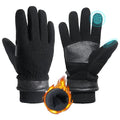 HANDLANDY Winter Gloves for Men Women, Thermal Gloves for Cold Weather Driving Cycling Ski Outdoor, Insulated Leather Work Gloves (XL, Black)