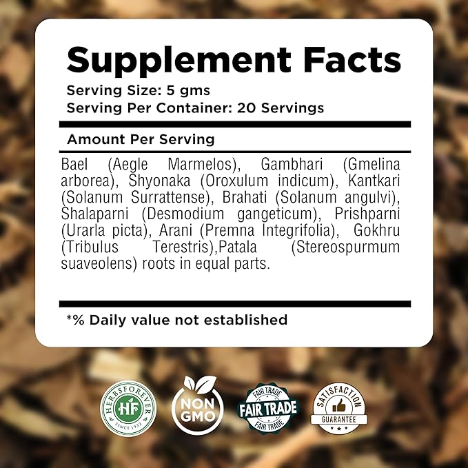 Herbsforever Dashmula Tea Stress Relief and Nourishing Formula Herbal Tea Blend 100 GMS