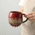 20oz Raku Glaze Coffee Mug - Unique Handcrafted Look Ceramic Cup, Large Tea Mug, Microwave & Dishwasher Safe (red)