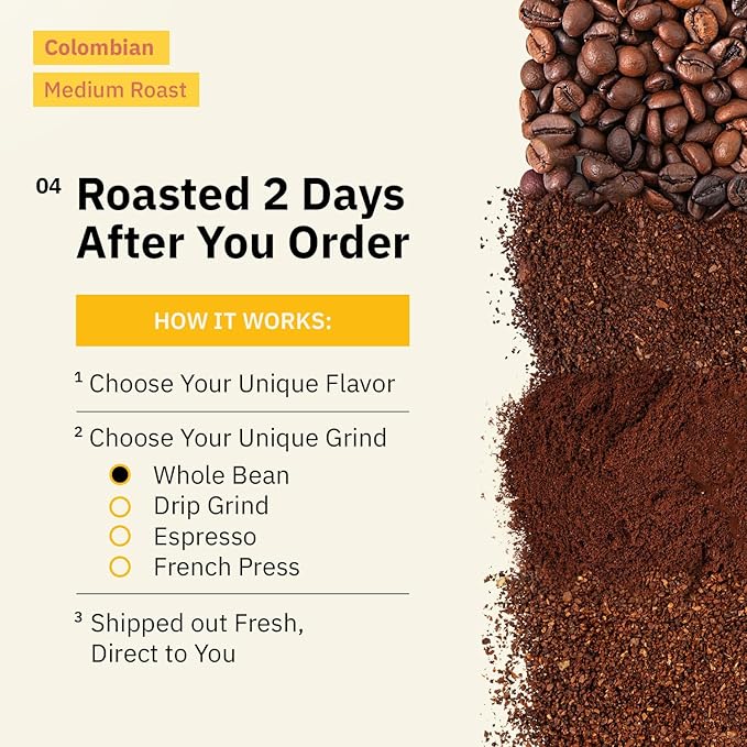 Kochere Colombian Specialty Whole Bean Coffee – 1LB Medium Roast – Single Origin, Farm Direct, Freshly Roasted to Order – Smooth, Chocolate & Berry Notes