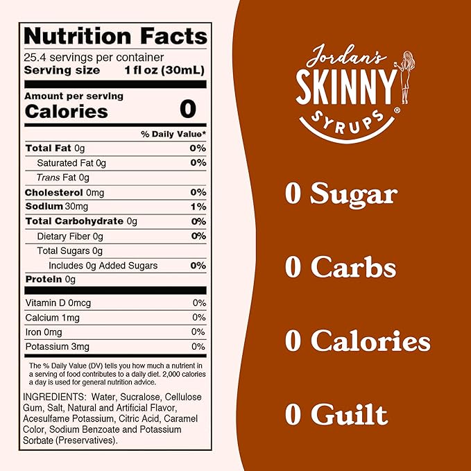 Jordan's Skinny Syrups Irish Cream, Sugar Free Flavoring Syrup, 25.4 Ounce Bottle (Pack of 6)