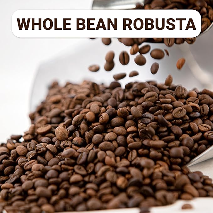 doanhdang - 35 Oz Premium Robusta Whole Bean Coffee, 100% Robusta Medium Roast, Rich Flavor for Espresso Shot and Brew, Origin from Vietnam, Whole Med Roast Beans