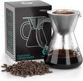 Coffee Gator Pour Over Coffee Maker - 14oz High Heat Borosilicate Glass with Reusable Stainless Steel Filter, Drip Coffee Brewer Pourover Dripper Set Carafe, 400ml Clear