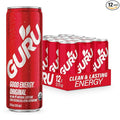 GURU Original Organic Energy Drinks, Clean Energy Drink with Plant Based Natural Caffeine from Green Tea, Gluten Free and Vegan, 140MG Caffeine, Healthy Drinks, 12oz (Pack of 12)
