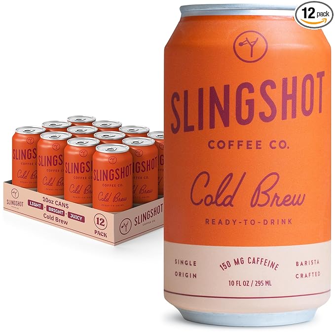 Organic Cold Brew Coffee, 12-Pack – Single Origin Ethiopian, Ready-to-Drink Cans (10 oz Each), Smooth & Fruity Flavor with Citrus, Cacao, and Stone Fruit Notes, 12 Pack