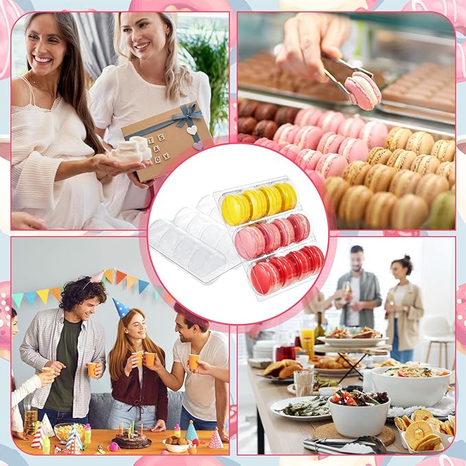Sherr 36 Pcs Macaron Boxes Clear Plastic Macaron Storage Containers Macaroon Packaging Display Trays for Cookie, Wedding, Party Gifts