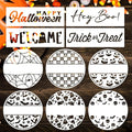 Halloween Stencils for Painting 12inch Large Reusable Halloween Stencil for Door Hanger Round Skeleton Ghost Boo Templates for Wood Walls Windows Door Mat Fabric