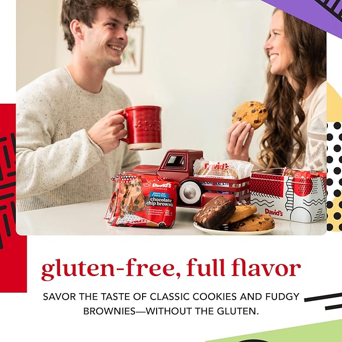 David’s Cookies Gluten-Free Cookies & Brownies in Sweet Sampler Tin – Freshly Baked Classic Chocolate Chip Cookies & Fudgy Brownies – Gourmet Bakery Gift, Dessert Treats for All Ages & Occasions