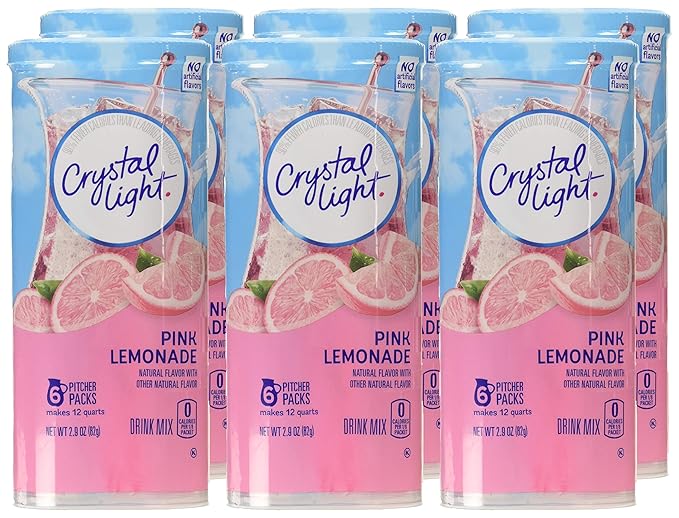 Crystal Light Pink Lemonade Drink Mix, 12-Quart 2.9-Ounce Canister (Pack Of 6)