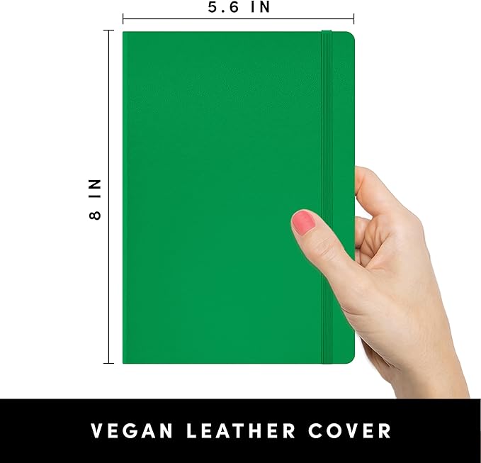 PAPERAGE Blank Journal Notebook, (Green), 160 Pages, Medium 5.6 in x 8 in - 100 GSM Thick Paper – Hardcover Journaling Notebook for Work, School, Note Taking or Sketching