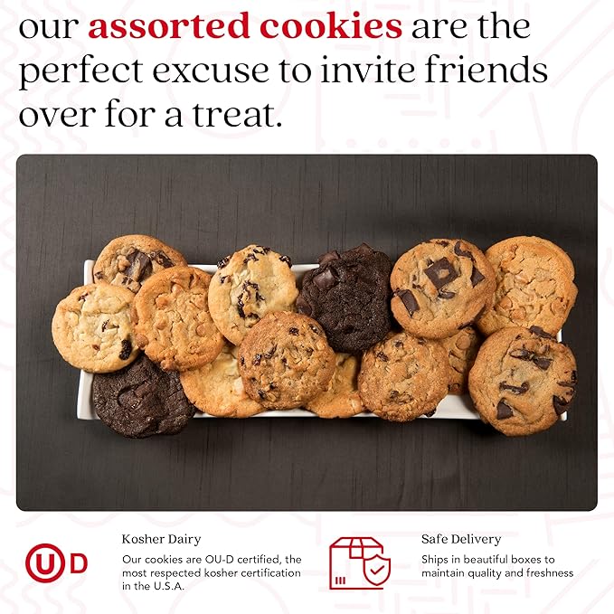 David's Cookies Freshly Baked Cookies Assortment - Delicious Handmade Soft Variety - Exquisite Gourmet Gift for Friends & Family on Special Occasions - Chocolate Chunk, Peanut Butter Chip, Double Chocolate Chunk & Oatmeal Raisin Flavors 8 Count