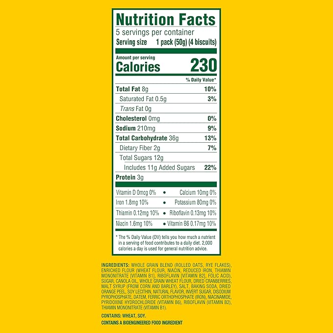 belVita Breakfast Bars Biscuits, Cranberry Orange, 30 Total Packs, 6 Boxes (4 Biscuits Per Pack)
