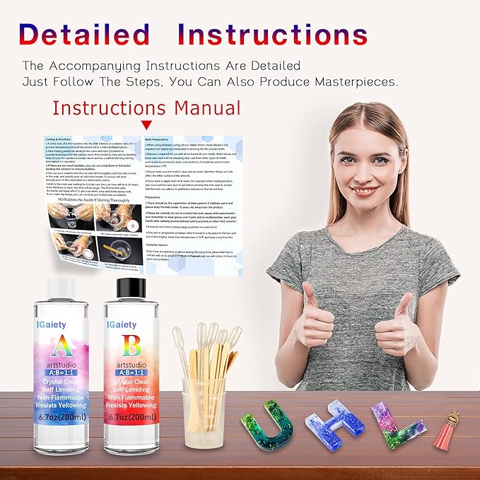 IGaiety Letter Molds Backward Alphabet Mold Starter Kit 206 pcs Silicone Number Molds Epoxy Resin Mold with Accessories for Resin Beginner Jewelry Keychain Craft Making Casting Large Set