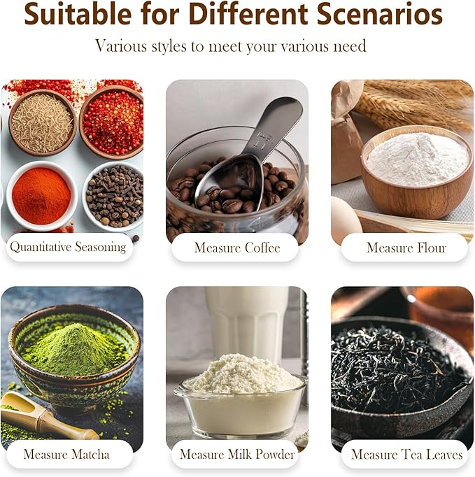 Coffee Scoop Set, 1 Tablespoon Stainless Steel Measuring Spoon for Ground Coffee, Protein Powder, Sugar & Beans, Short Handle, 2 Pieces, Fits in Canisters