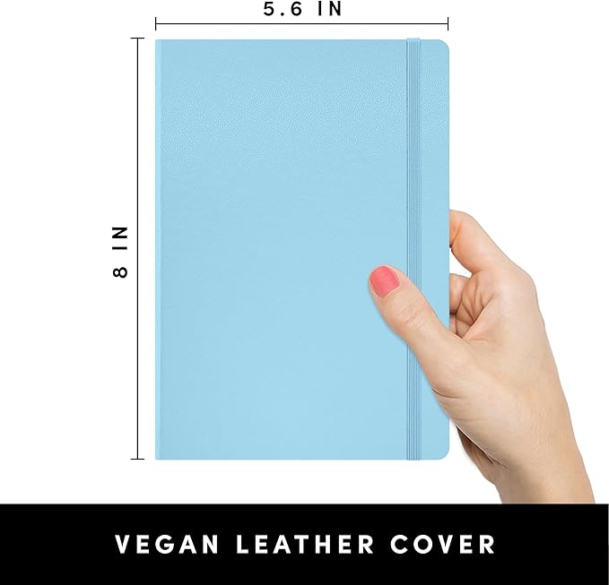 PAPERAGE Lined Journal Notebook, (Light Blue), 160 Pages, Medium 5.6 in x 8 in - 100 GSM Thick Paper – Hardcover Journaling Notebook for Work, School & Note Taking
