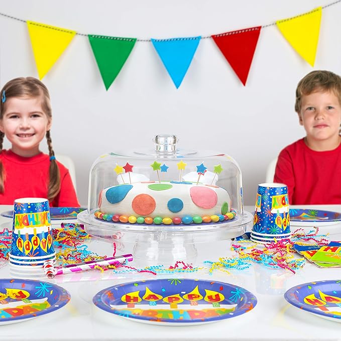 Homeries Acrylic Cake Stand with Lid, Cake Plate, (6 in 1) Multi-Functional Serving Platter, Large Cake Stand with Dome, Cake display stand with lid & Cake Dome - Use as Cake Holder, Cake Cover
