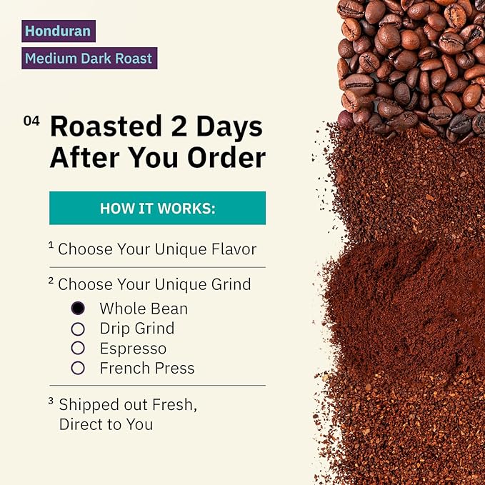 Organic Honduran Whole Bean Coffee Medium Dark Roast - 5LB, Single Origin Arabica Speciality Coffee Beans, Freshly Roasted To Order By Kochere