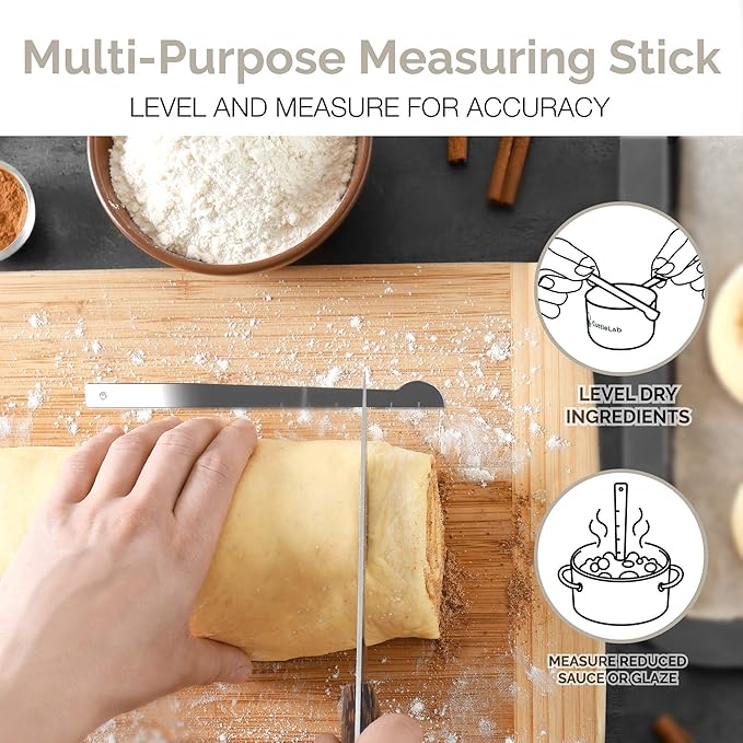 22-Piece Stainless Steel Measuring Cups and Spoons Set, Tad Dash Pinch Smidgen Drop Mini Measuring Spoons, Measuring Stick Leveler, Measurement Conversion Chart Fridge Magnet, (Charcoal)