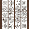 20 Pcs 4x4'' Mandala Stencils for Painting on Wood, Floor, Wall, Tile Fabric, Reusable Furniture Stencils Painting Template Mandala Template for DIY Rock Art Projects Decoration