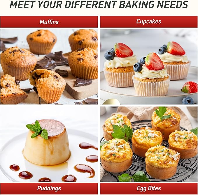 2 Pack 6 Cups Silicone Jumbo Muffin Pan with Metal Reinforced Frame Silicone Molds Cupcake Cake Baking Pans Egg Bites Muffin Tin Tart Pans Bundt Pan Reposteria Accesorios Moldes Para Pasteles