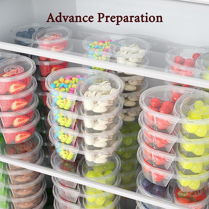 40pcs Reusable Snack Containers with Lids, 2 Compartment Snack Pack Containers for Fruits Candy Sauce Spices