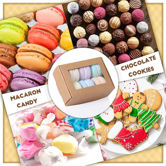Zonon 30 Pcs Soap Boxes for Homemade Packaging, Mini Kraft Treat Boxes with Window for Bakery Candy Soap Making Gift Packaging(3.7 x 2.6 x 1.37 Inch,Brown)