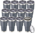 30 oz Tumbler with Lid Stainless Steel Tumblers Bulk Vacuum Insulated Cup Reusable Powder Coated Travel Mug Double Wall Leak Proof Cups Keep Cold Drinks for 12 Hours Gray, Set of 12