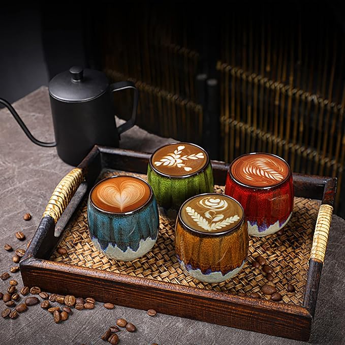 Espresso Cups Ceramic Cup Espresso Coffee Cup Small Tea Cups Tasting Cups Ceramic Mate Cup (2 x 3Oz, Brown)