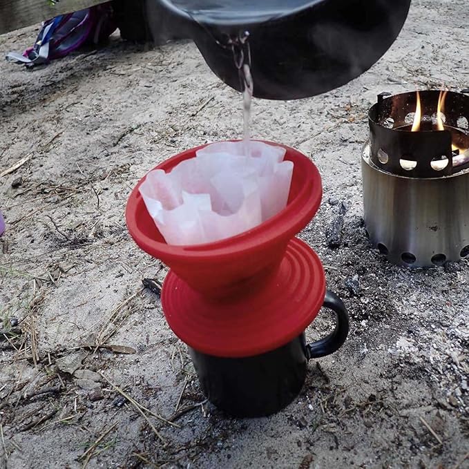 Collapsible Silicone Coffee Dripper, Reusable Coffee Filter Cone for Home, Office, Backpacking, Hiking, Camping and Outdoor Survival