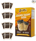 BOBA FIDE Instant Brown Sugar Boba Tapioca Pearls, 12 Packets of Microwavable Black Tapioca Pearls for Boba Bubble Tea, Ready in 25 Seconds, No Corn Syrup, Preservatives & Gluten Free, Vegan